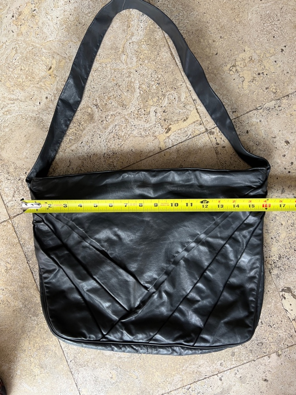 VTG Margolin Charcoal Gray Leather Laptop Tote Shoulder Bag Folded Pleat Detail - Picture 14 of 15